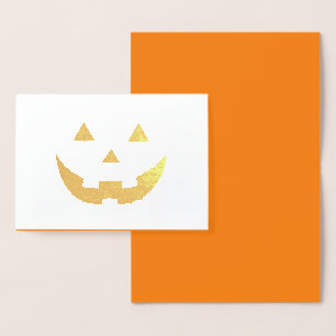 Cute orange jack o lantern funny Halloween Foil Card