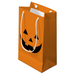 Cute orange Jack o lantern pumpkin face Halloween Small Gift Bag