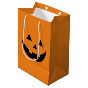 Cute orange jack o lantern spooky Halloween Medium Gift Bag