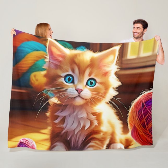 Cute Orange Kitten Art Fleece Blanket (In Situ)