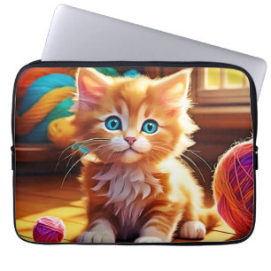 Cute Orange Kitten Art Laptop Sleeve