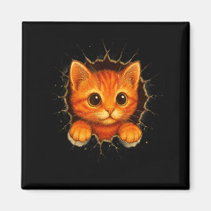 Cute Orange Kitten Cracks Mug Wall Funny Cat Lover Magnet