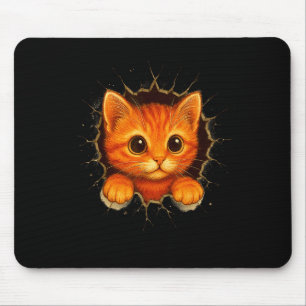 Cute Orange Kitten Cracks Mug Wall Funny Cat Lover Mouse Pad
