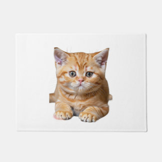 Cute orange kitten with orange dark stipes small m doormat