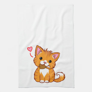 Cute Orange Kitty Cat Kitchen Towel