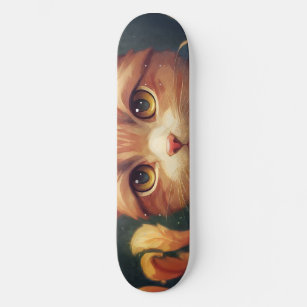 Cute Orange Kitty Cat Skateboard