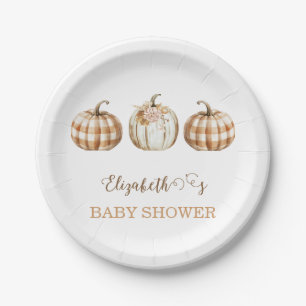 Cute Orange Little Pumpkin Baby Shower  Paper Plate