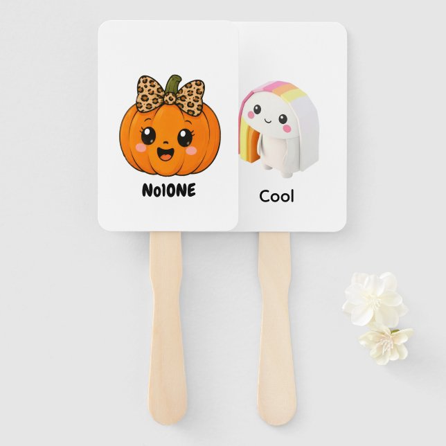 Cute Orange Little Pumpkin Customize Name Hand Fan (Front and Back)