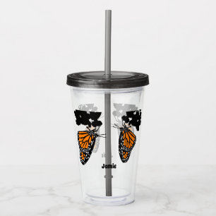 Cute Orange Monarch Butterfly Acrylic Tumbler