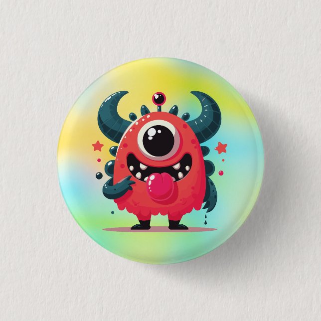 Cute Orange Monster Cartoon-67423 1 Inch Round Button (Front)