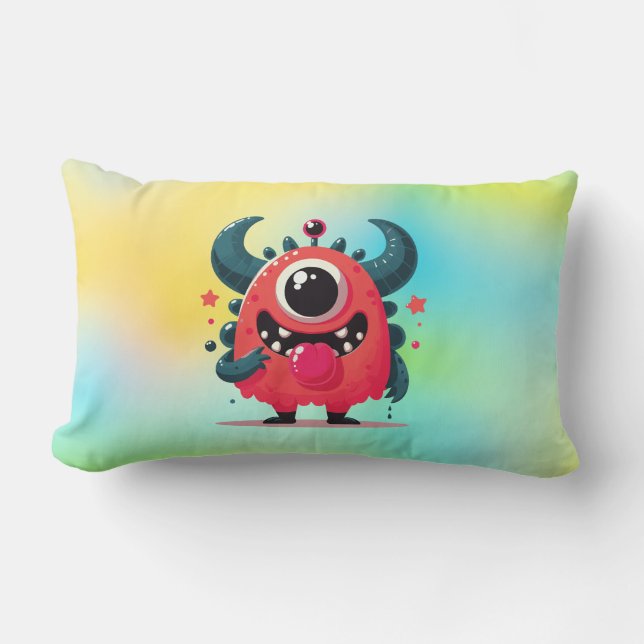 Cute Orange Monster Cartoon-67423 Lumbar Pillow (Front)