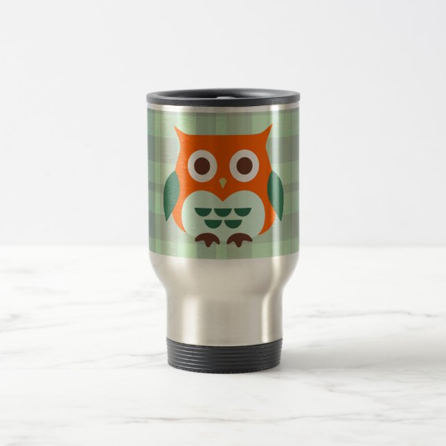 Cute Orange Owl Travel Mug (Center)