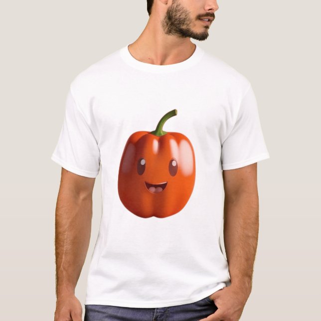 Cute Orange Paprika Fruit with a Face T-Shirt (Front)