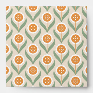 Cute,orange,peach,retro,floral pattern,vintage,chi envelope