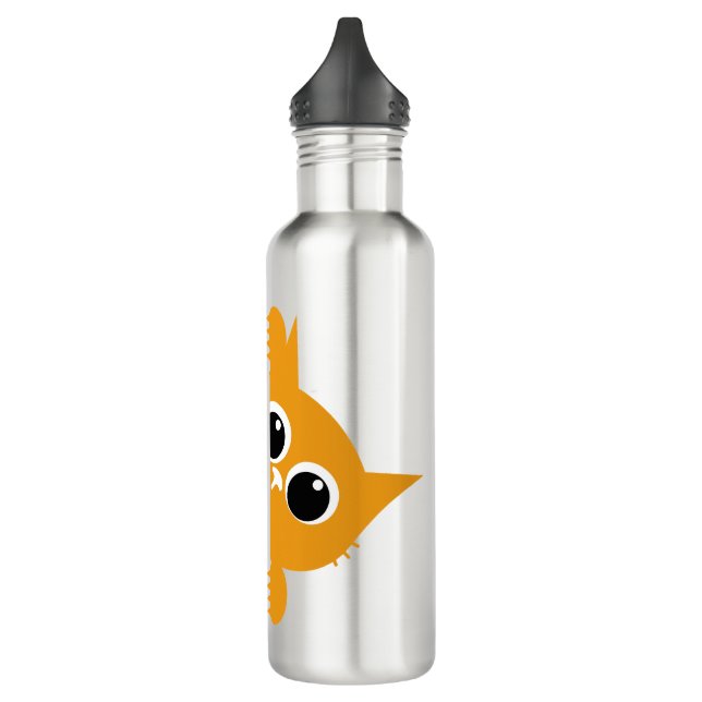 Cute Orange Peeking Cat Design Water Bottle (Left)