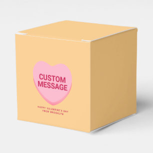 Cute orange pink custom message conversation heart favor box