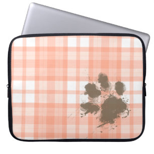 Cute Orange Plaid; Funny Dog Laptop Sleeve