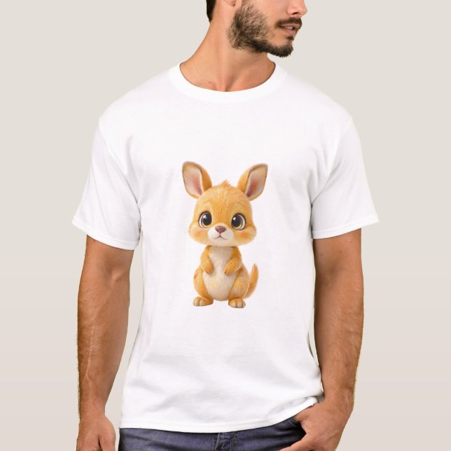 Cute Orange Pocket Kangaroo Creature Men T-Shirt (Front)
