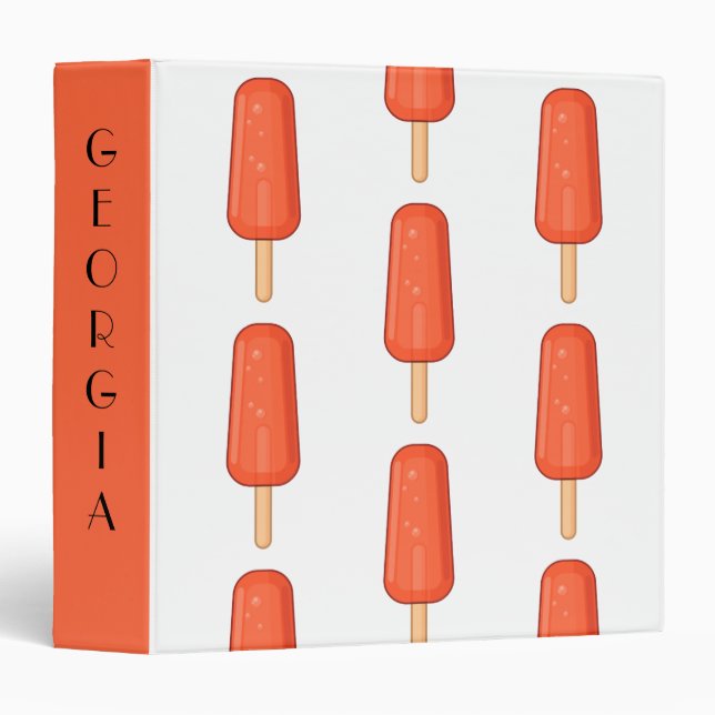 Cute Orange Popsicle Custom Name Binder (Front/Spine)