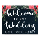 Cute Orange Pretty Floral Welcome to Our Wedding