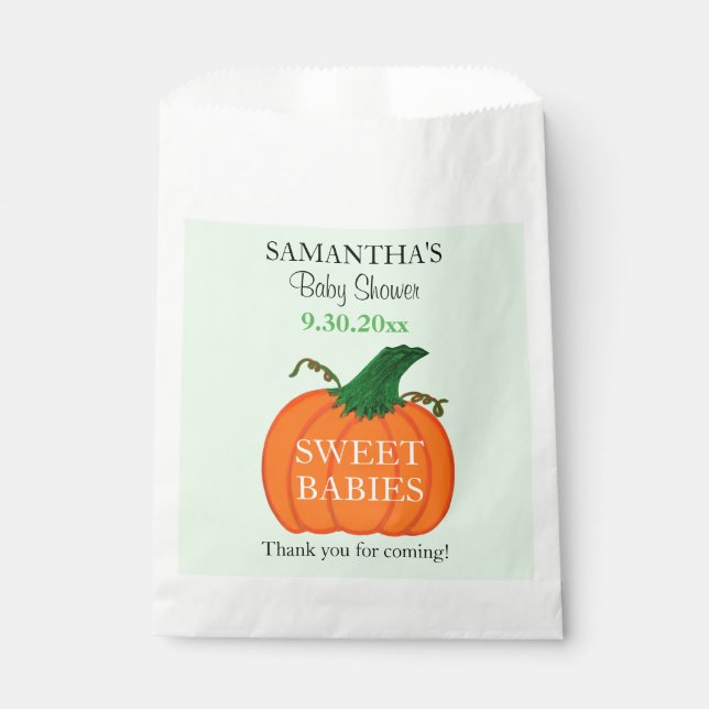 Cute Orange Pumpkin Baby Shower Favours Favour Bag (Front)