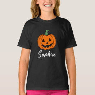 Cute Orange Pumpkin Boys Monogram Name Halloween T-Shirt
