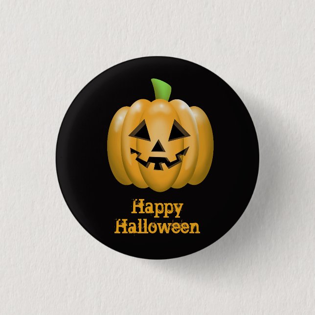 Cute Orange Pumpkin Halloween Graphic 1 Inch Round Button (Front)
