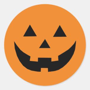 Cute orange pumpkin Jack o lantern fun Halloween Classic Round Sticker