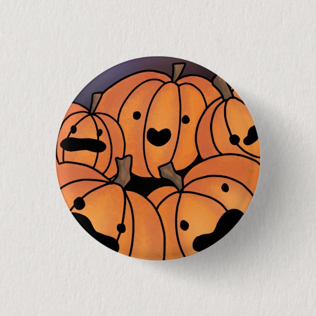 Cute Orange Pumpkin Patch Illustration 1 Inch Round Button (Front)