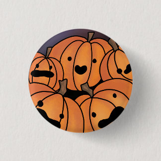 Cute Orange Pumpkin Patch Illustration 1 Inch Round Button