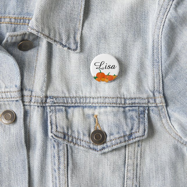Cute Orange Pumpkins 1 Inch Round Button (In Situ)