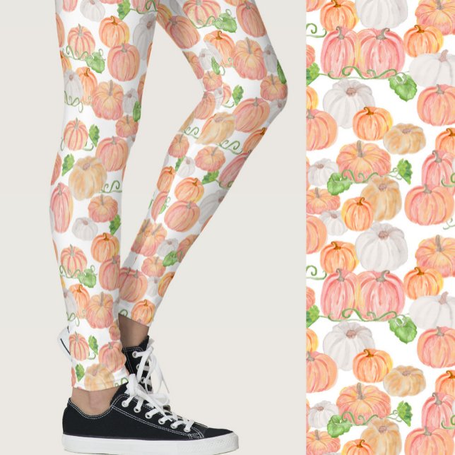 Cute orange pumpkins fall seasonal patterned leggings (Creator Uploaded)