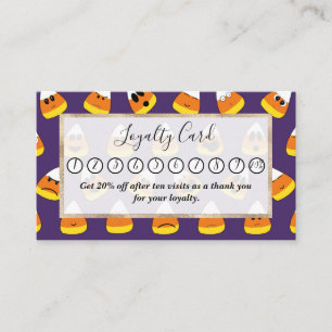 Cute Orange Purple Halloween Emoji Candy Corn Loyalty Card