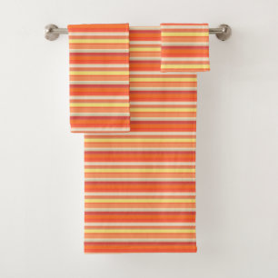 Cute orange red stripes  bath towel set