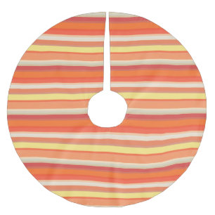 Cute orange red stripes brushed polyester tree skirt