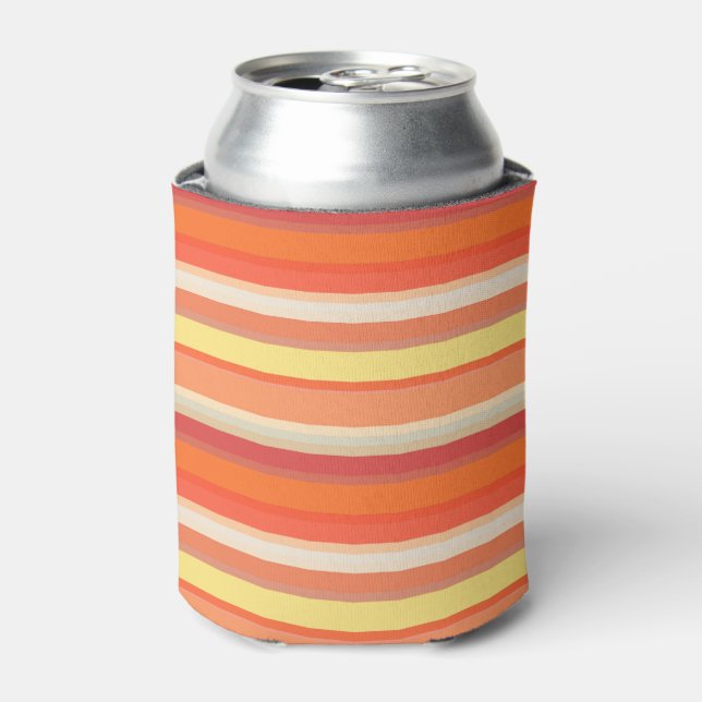 Cute orange red stripes  can cooler (Can Front)