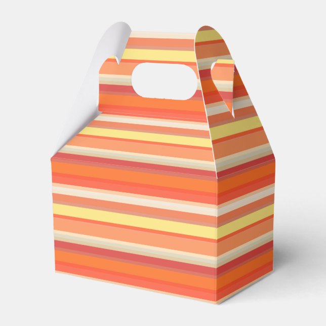 Cute orange red stripes  favor box (Front Side)