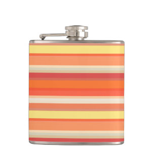 Cute orange red stripes  hip flask