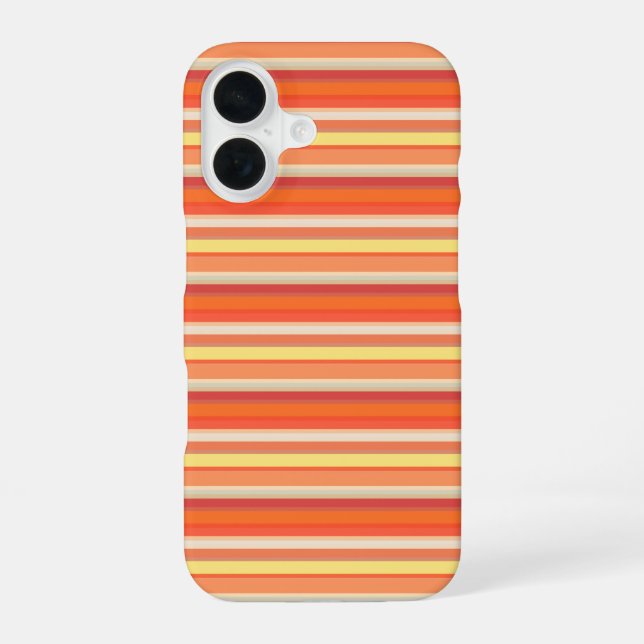 Cute orange red stripes iPhone 16 case (Back)