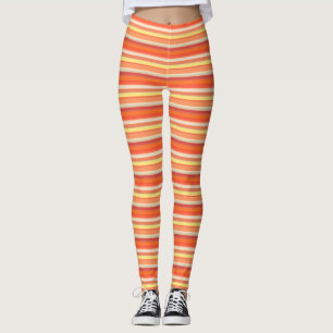 Cute orange red stripes leggings