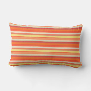Cute orange red stripes lumbar pillow
