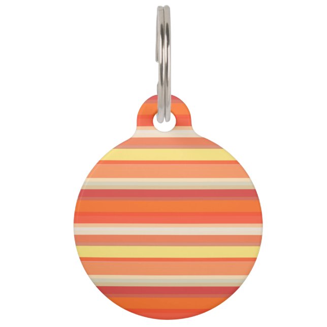 Cute orange red stripes  pet tag (Front)