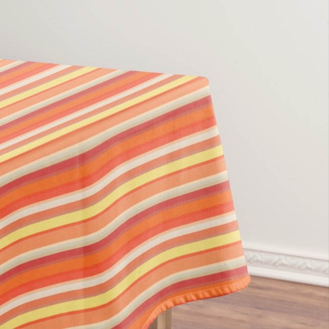 Cute orange red stripes  tablecloth (In Situ)