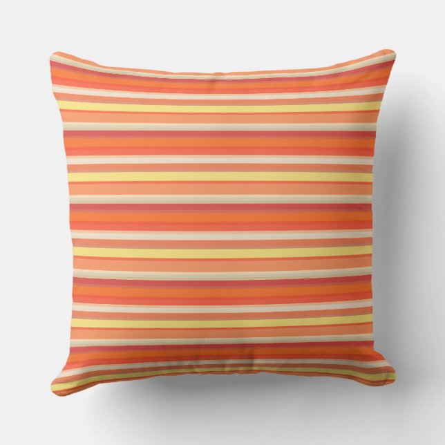 Cute orange red stripes  throw pillow (Back)