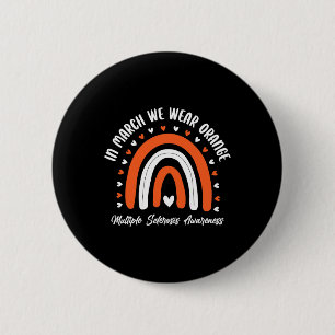 Cute Orange Ribbon Ms Warrior Multiple Sclerosis A 2 Inch Round Button