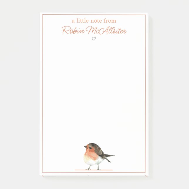 Cute Orange Robin - Simple Elegant  Post-it Notes (Front)