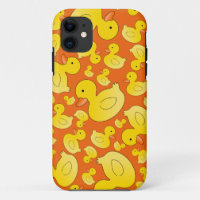 Cute orange rubber ducks