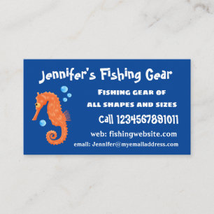 Cute orange seahorse bubbles cartoon illustration business card