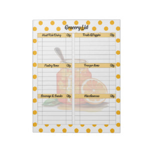 Cute Orange Sherbet Grocery List  Notepad