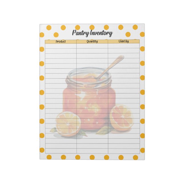 Cute Orange Sherbet Pantry Inventory List Notepad (Rotated)